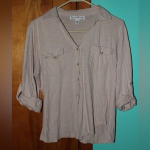 French Laundry Half-Sleeve cream button down